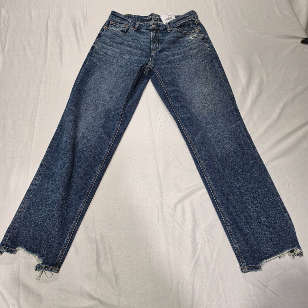 American Eagle Curvy Straight Stretch Jeans distressed women's size 10Reg